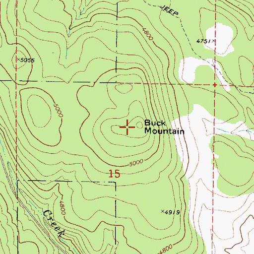 Topographic Map of Buck Mountain, OR