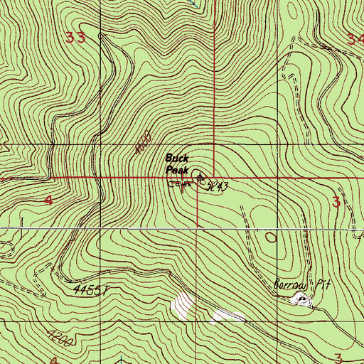 Topographic Map of Buck Peak, OR