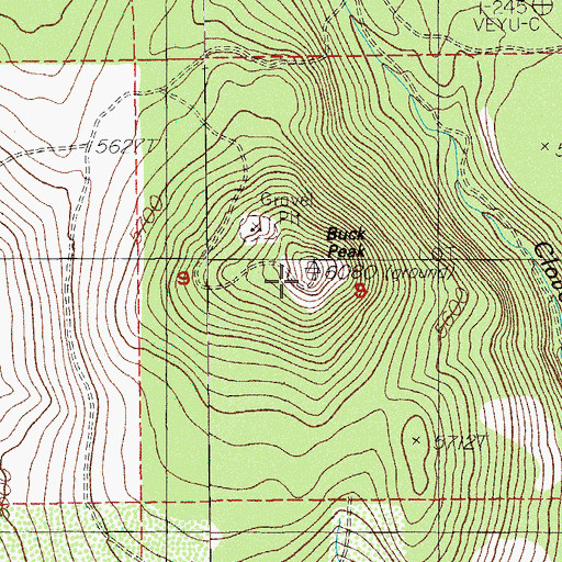 Topographic Map of Buck Peak, OR