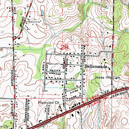 Topographic Map of Bellemeade, AL