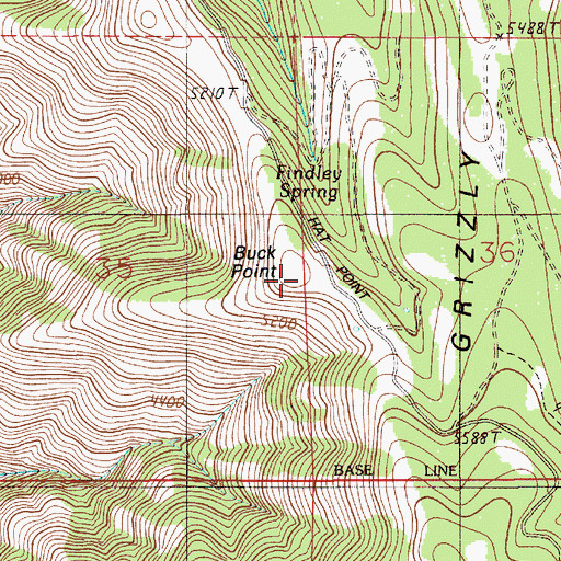 Topographic Map of Buck Point, OR