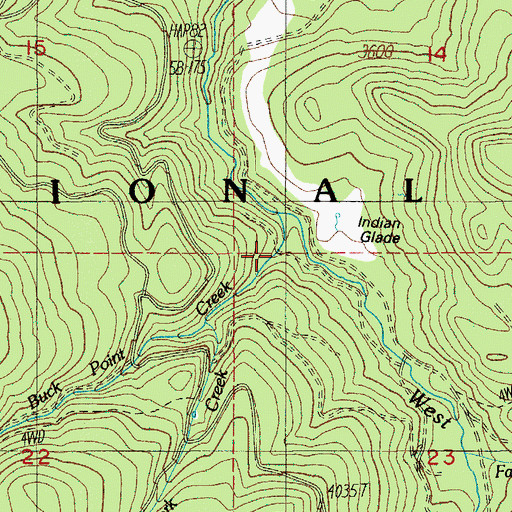 Topographic Map of Buck Point Creek, OR