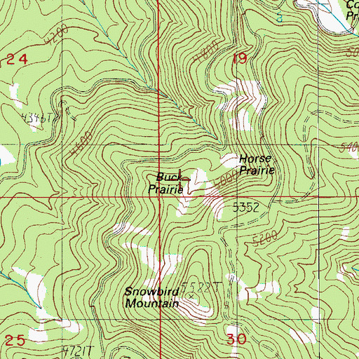 Topographic Map of Buck Prairie, OR