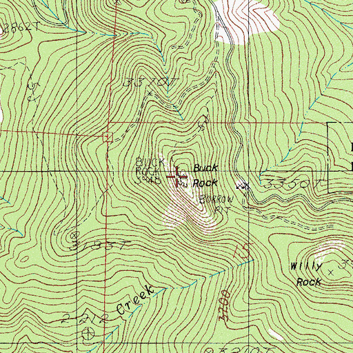 Topographic Map of Buck Rock, OR