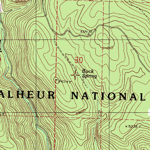 Topographic Map of Buck Spring, OR