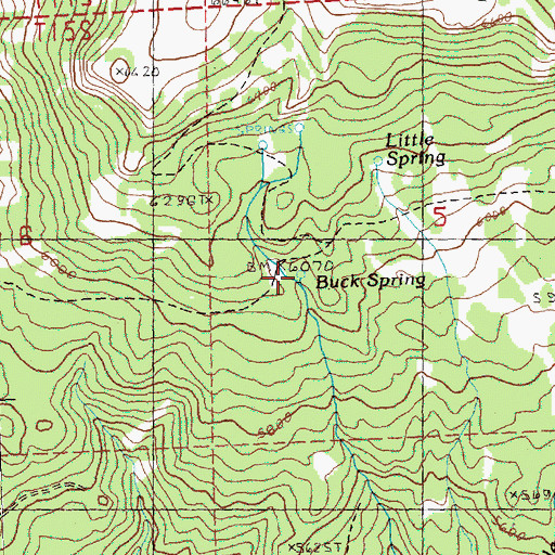 Topographic Map of Buck Spring, OR