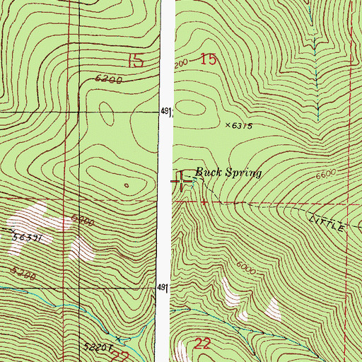 Topographic Map of Buck Spring, OR
