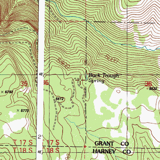 Topographic Map of Buck Trough Spring, OR