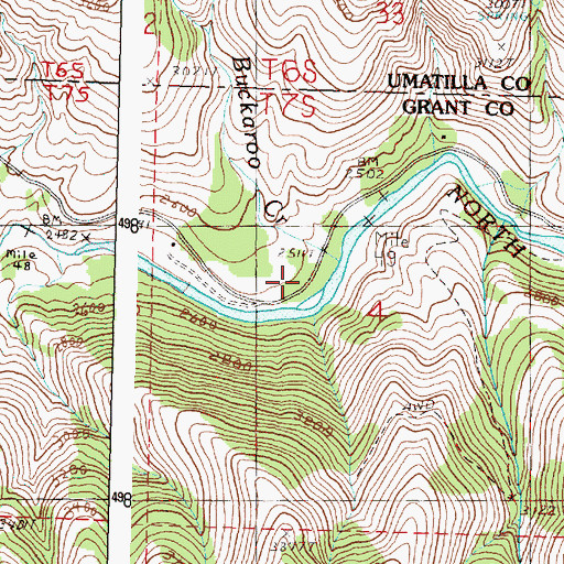 Topographic Map of Buckaroo Creek, OR