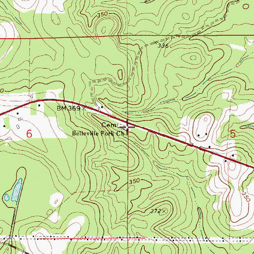 Topographic Map of Belleville Fork Church, AL