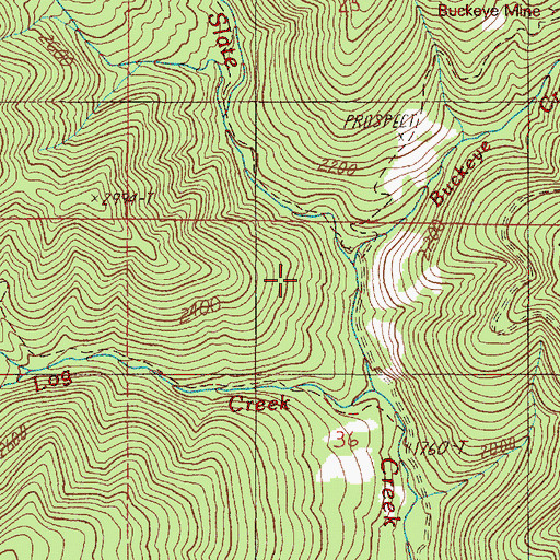 Topographic Map of Buckeye Creek, OR