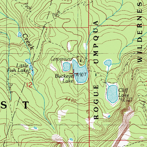 Topographic Map of Buckeye Lake, OR