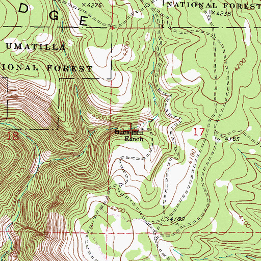 Topographic Map of Buckhorn Ranch, OR