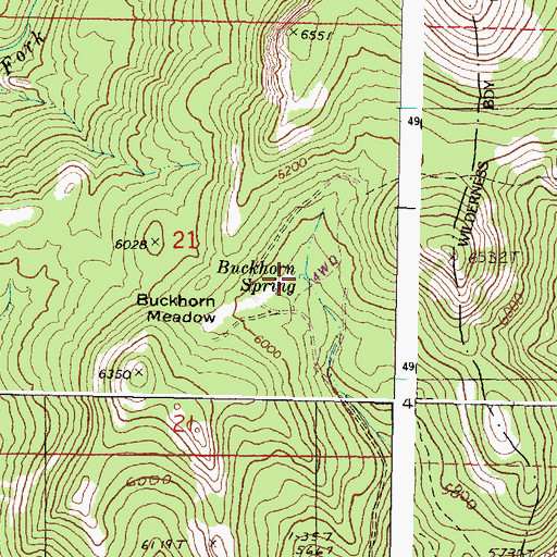 Topographic Map of Buckhorn Spring, OR