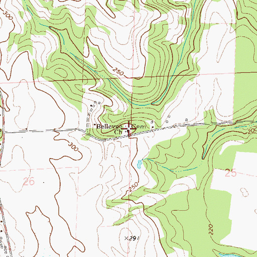 Topographic Map of Bellevue Church, AL