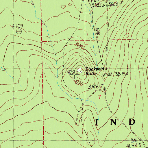Topographic Map of Buckskin Butte, OR
