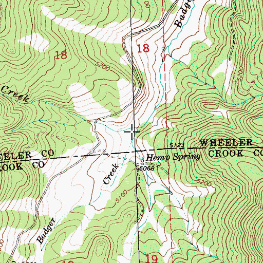 Topographic Map of Bug Creek, OR