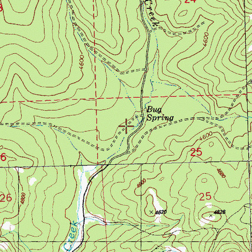 Topographic Map of Bug Spring, OR