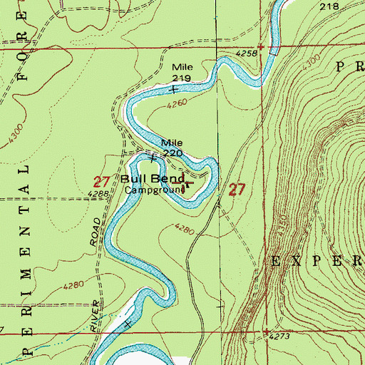 Topographic Map of Bull Bend, OR