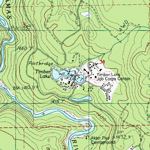 Topographic Map of Bull Creek, OR
