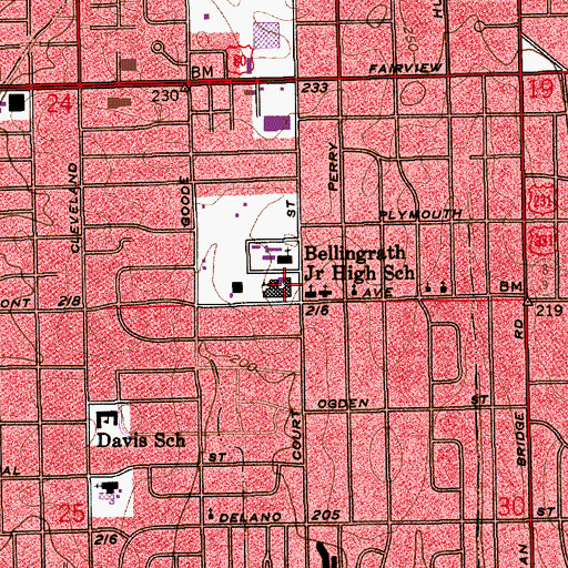 Topographic Map of Bellingrath Junior High School, AL