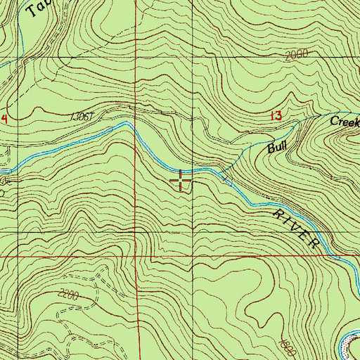 Topographic Map of Bull Creek, OR
