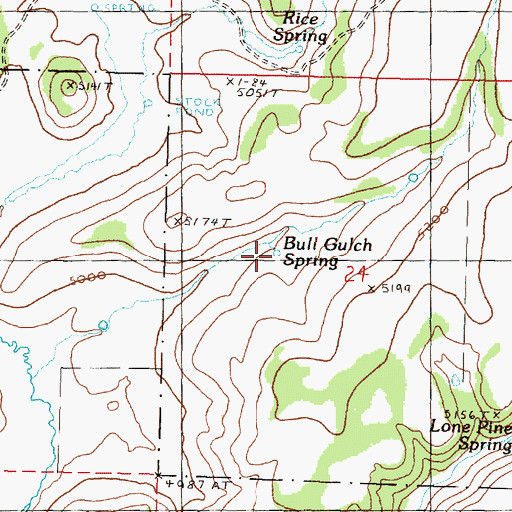 Topographic Map of Bull Gulch Spring, OR