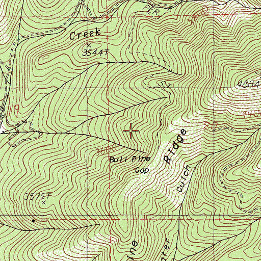 Topographic Map of Bull Pine Gap, OR