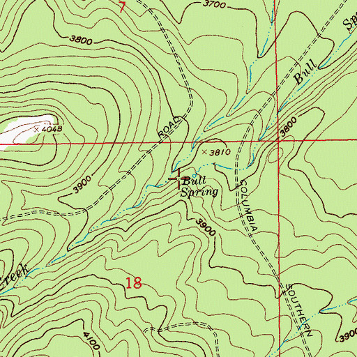 Topographic Map of Bull Spring, OR