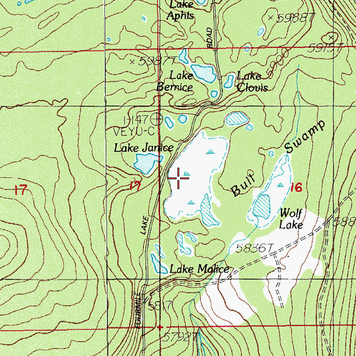 Topographic Map of Bull Swamp, OR