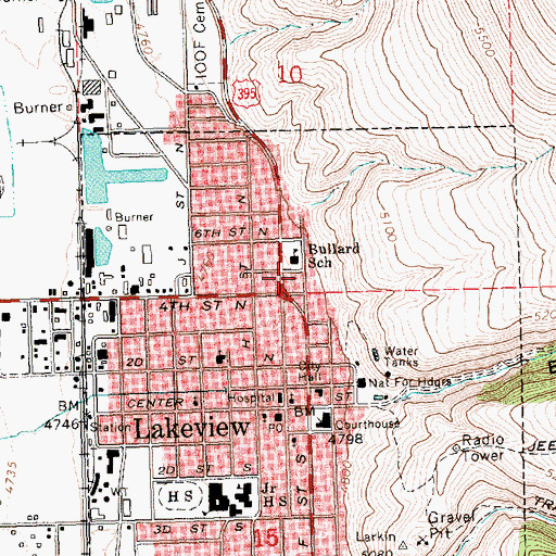 Topographic Map of Bullard School (historical), OR