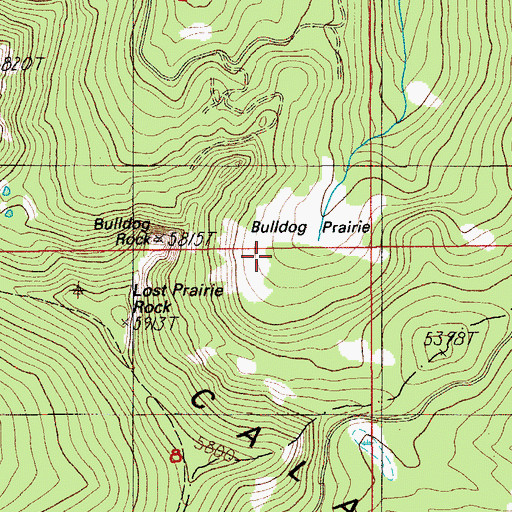 Topographic Map of Bulldog Prairie, OR