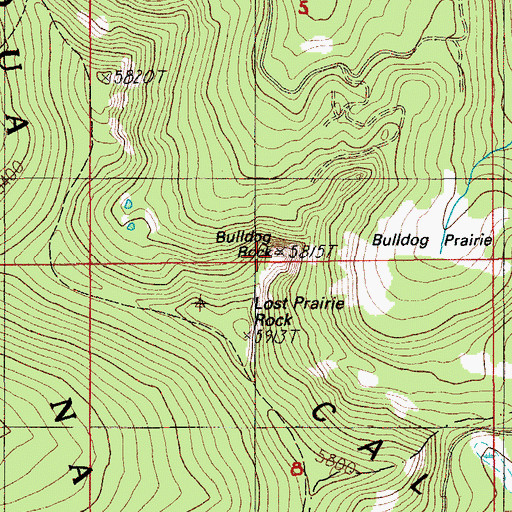 Topographic Map of Bulldog Rock, OR