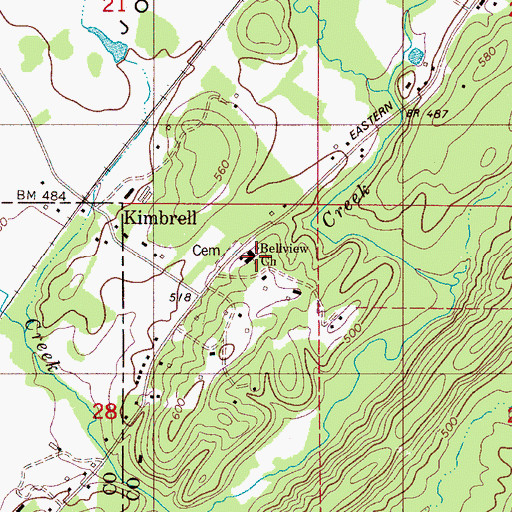 Topographic Map of Bellview Church, AL