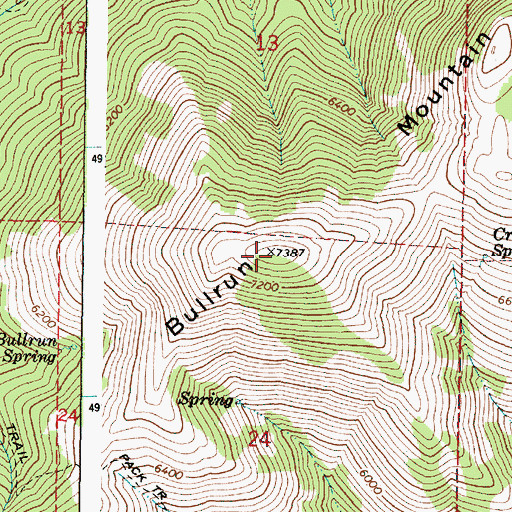 Topographic Map of Bullrun Mountain, OR