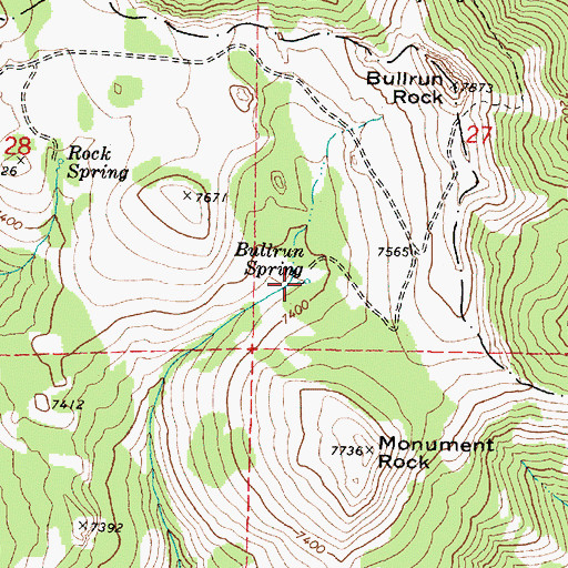 Topographic Map of Bullrun Spring, OR