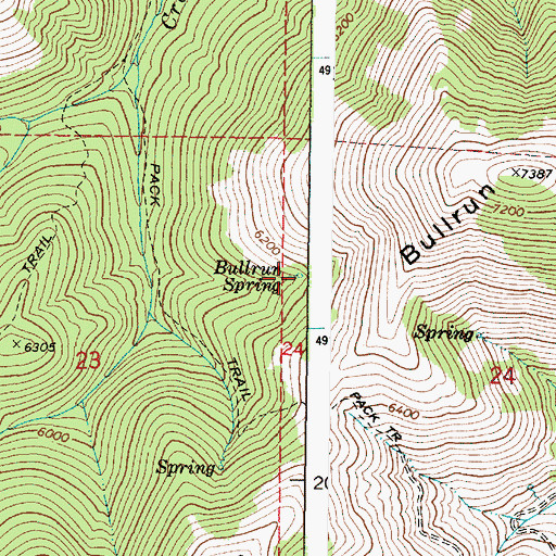 Topographic Map of Bullrun Spring, OR