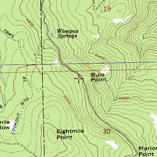 Topographic Map of Bulo Point, OR