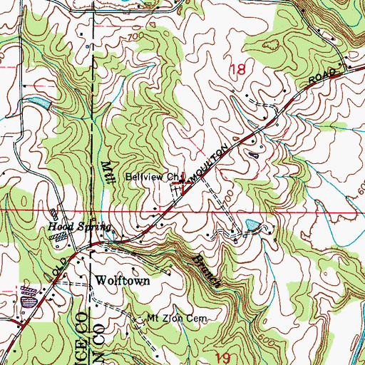 Topographic Map of Bellview Church, AL