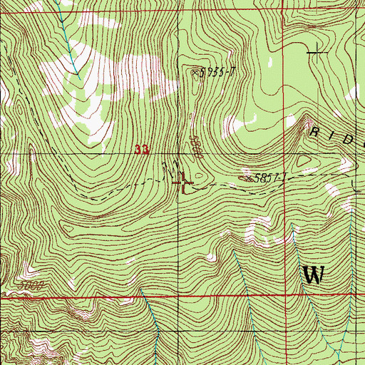 Topographic Map of Bunchgrass Ridge, OR