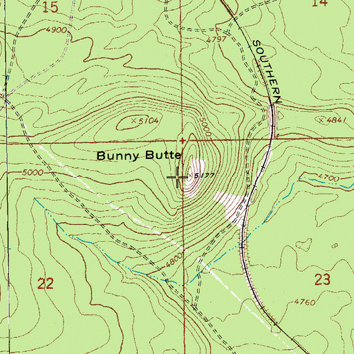 Topographic Map of Bunny Butte, OR
