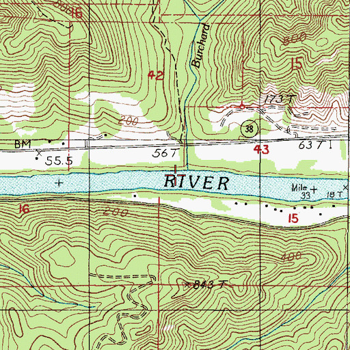 Topographic Map of Burchard Creek, OR