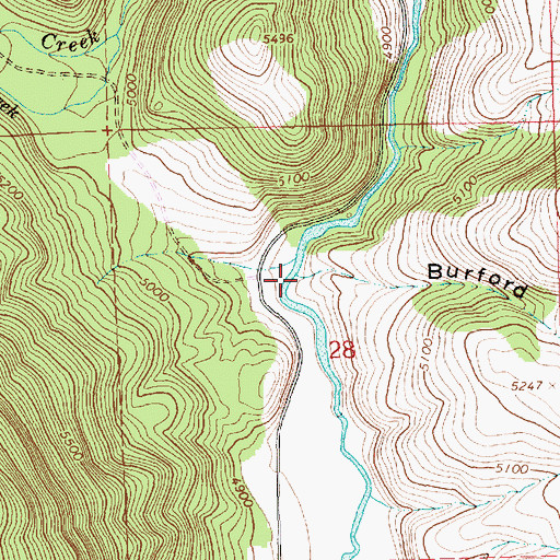 Topographic Map of Burford Canyon, OR