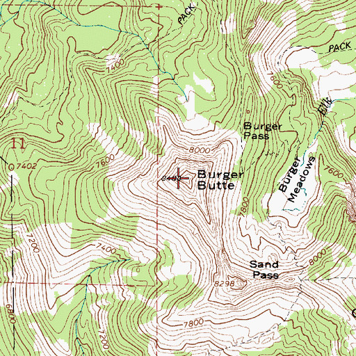Topographic Map of Burger Butte, OR
