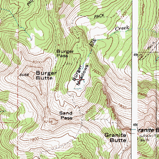 Topographic Map of Burger Meadows, OR