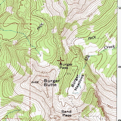Topographic Map of Burger Pass, OR