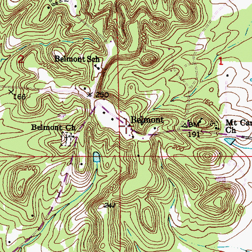 Topographic Map of Belmont, AL