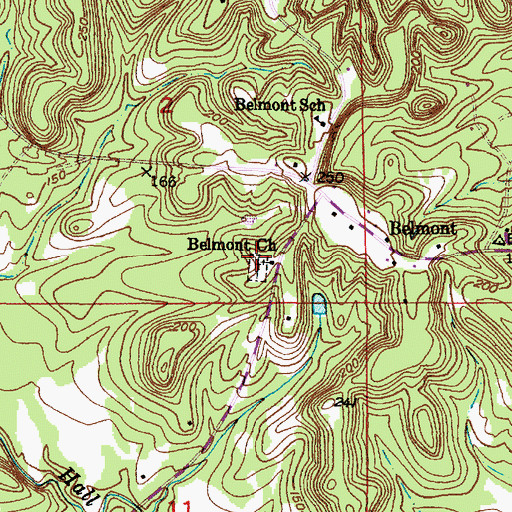 Topographic Map of Belmont Church, AL