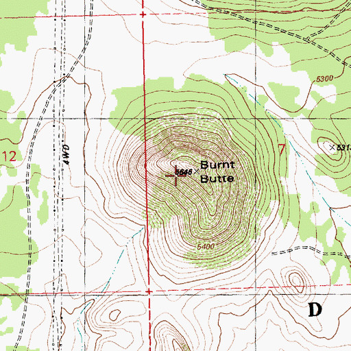 Topographic Map of Burnt Butte, OR