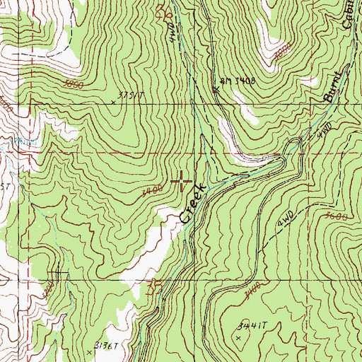 Topographic Map of Burnt Cabin Creek, OR